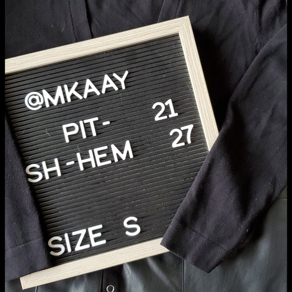 ZARA Black faux leather and knit long sleeve snap close cardigan Sm - Picture 5 of 9